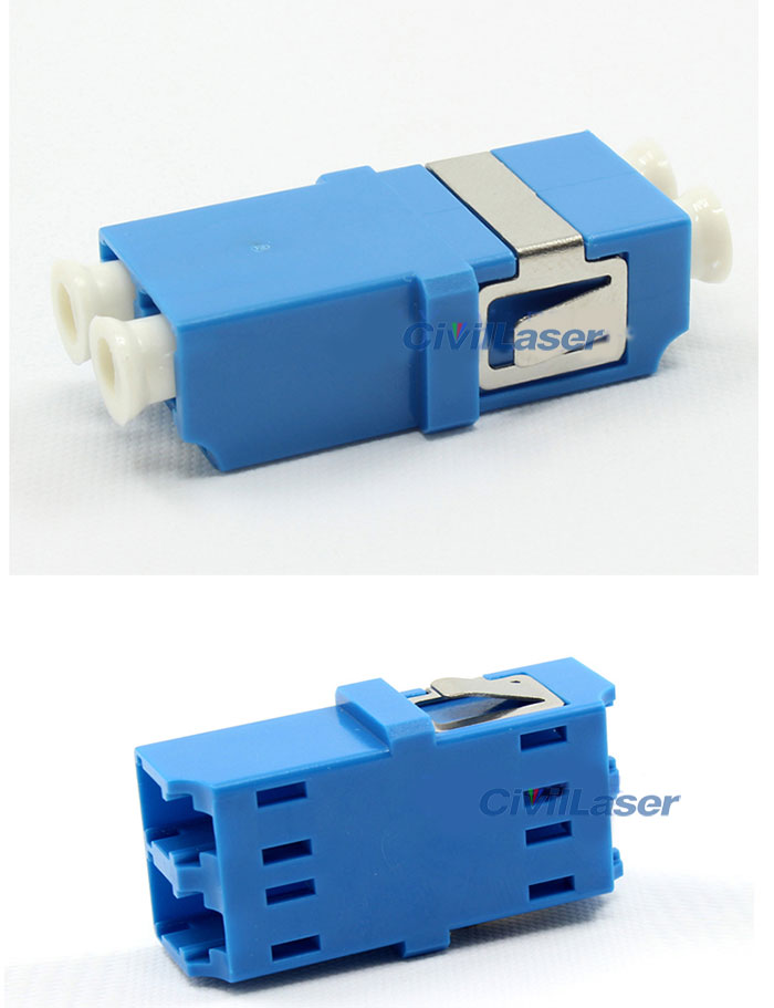 LC Singal Mode Double Core Integrated Type Blue Fiber Optic Adapter